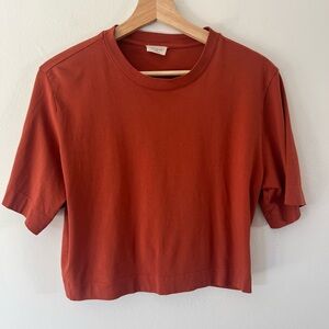 Wilfred Free Terracotta Orange‎ Cropped Short Sleeve Boxy Crewneck T-Shirt